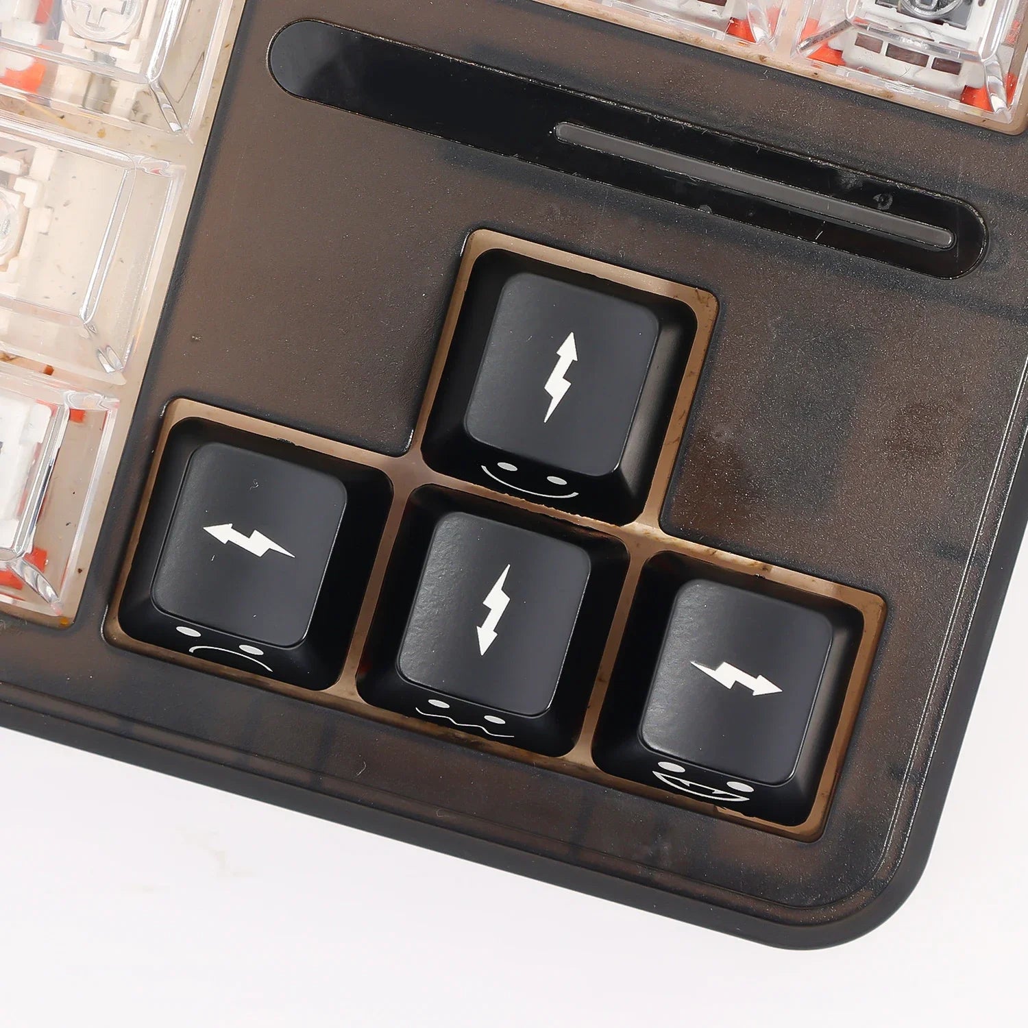Backlight Keycaps Set Cute Emo WASD Arrow Direction Keys Black Broadside Lighting Key Cap for MX Switch for Mechanical Keyboard