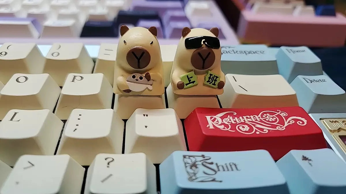 MiFuny Capybara Keycap Animal Artisan Keyboard Cap Resin Custom KeyCaps for Mechanical Keyboard Accessories Cute Point Keycap