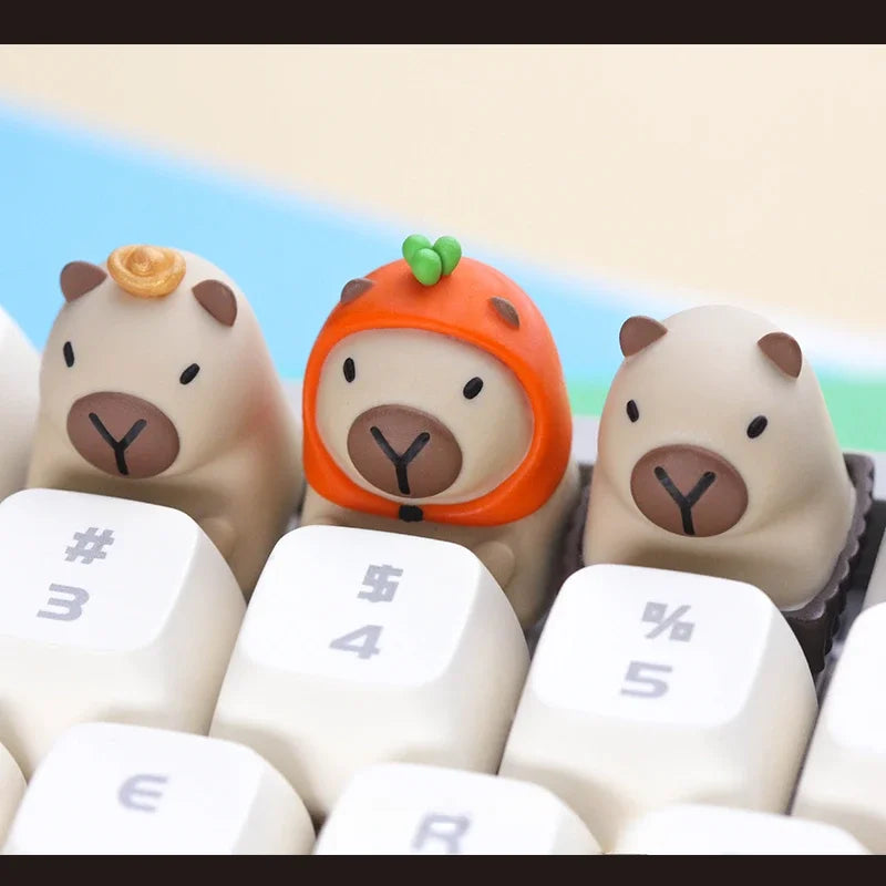 MiFuny Capybara Keycap Animal Artisan Keyboard Cap Resin Custom KeyCaps for Mechanical Keyboard Accessories Cute Point Keycap