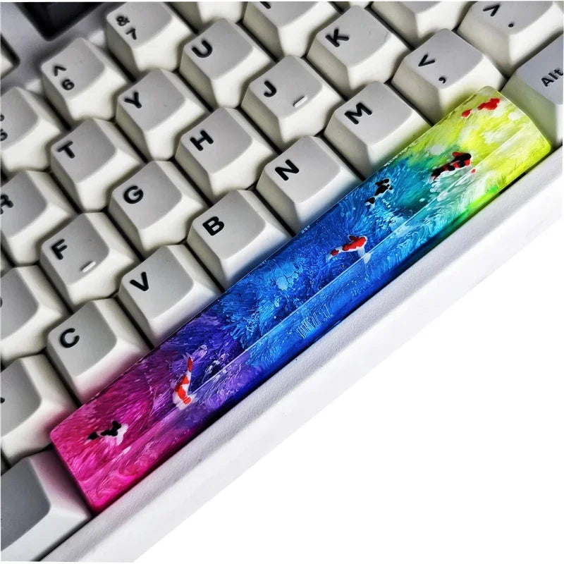 ECHOME Koi Fish Spacebar Keycaps 6.25U Custom Resin DIY Cherry Spacebar Keycaps MX Switch Translucent Keycap Mechanical Keyboard