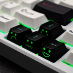 Backlight Keycaps Set Cute Emo WASD Arrow Direction Keys Black Broadside Lighting Key Cap for MX Switch for Mechanical Keyboard