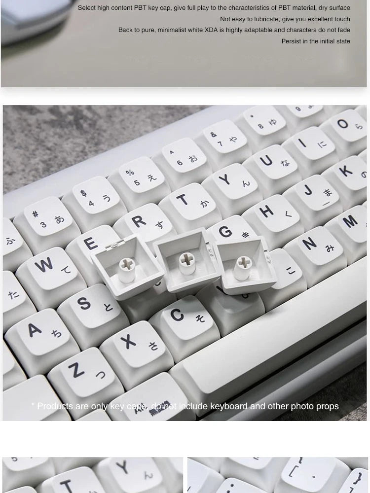 K135 Minimalist White Keycap PBT Thermal Sublimation XDA Concise Japanese Korea Key Cap Adaptive Mechanical Keyboard Keycaps