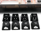 Backlight Keycaps Set Cute Emo WASD Arrow Direction Keys Black Broadside Lighting Key Cap for MX Switch for Mechanical Keyboard